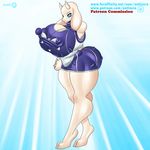  2016 antizero big_breasts big_butt blue_eyes boss_monster breasts butt caprine clothed clothing erect_nipples fangs female goat horn mammal mature_female nipples skimpy toriel undertale video_games 