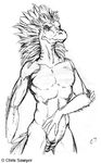  2007 ambigous_gender anthro chris_sawyer feathers monochrome reptile scales scalie snake standing 