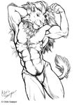 bulge chris_sawyer clothed clothing feline flexing lion male mammal solo tagme topless 