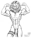  abs biceps chris_sawyer eyewear fangs feline flexing glasses lion male mammal mane muscular navel pecs penis solo vein veiny_penis 