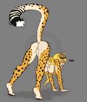  2016 all_fours anus ass_up bent_over blonde_hair breasts butt cheetah digital_media_(artwork) eyes_closed feline female grey_background hair long_hair mammal mihari nipples nude open_mouth pussy rear_view scorpdk simple_background solo tongue tongue_out yawn 