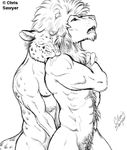  2006 anthro bite chris_sawyer feline lion male male/male mammal nude tagme 