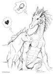  &lt;3 ambiguous_gender chicken_leg chris_sawyer cute dragon ear_fins equine fin food horn horse humor mammal meat scales smile thought_bubble western_dragon 