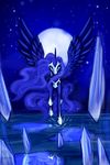  2012 armor blue_eyes blue_feathers blue_fur blue_hair dalagar equine feathered_wings feathers female feral friendship_is_magic fur hair hooves horn mammal moon my_little_pony night princess_luna_(mlp) solo spread_wings winged_unicorn wings 