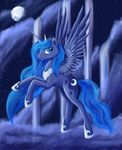  2012 blue_eyes blue_feathers blue_fur blue_hair cutie_mark dalagar equine feathered_wings feathers female feral friendship_is_magic fur hair hooves horn mammal moon my_little_pony night nude outside princess_luna_(mlp) sky smile star starry_sky winged_unicorn wings 