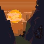  atmospheric cave_painting desert digital_media_(artwork) pixel_(artwork) silhouette spoiledmysterymeat valley 