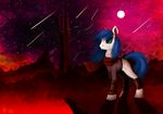  2014 blue_eyes blue_hair clothed clothing cutie_mark dalagar equine fan_character feral fur hair hooves mammal moon my_little_pony night outside sky solo standing white_fur 