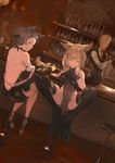  animal_ears back backless_dress backless_outfit bar bartender black_dress black_legwear bottle braid breasts butt_crack cat_ears cocktail_dress covered_navel cup draph dress drinking_glass drinking_straw erune granblue_fantasy grey_hair hair_up highres indoors light_brown_hair looking_at_viewer medium_breasts metera_(granblue_fantasy) mole mole_under_mouth mouth_hold multiple_girls n9+ no_bra no_panties open_mouth short_hair siblings side_slit sideboob sisters sitting sutera_(granblue_fantasy) thighhighs wine_bottle wine_glass 