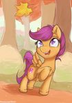  alasou cutie_mark detailed_background equine eyelashes feathers female feral friendship_is_magic fur hair hooves mammal my_little_pony nude open_mouth orange_feathers orange_fur outside pegasus purple_hair scootaloo_(mlp) smile solo teeth tongue wings 