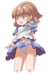  1girl arle_nadja blush child cowboy_shot drizzlea eyebrows hair_ornament navel open_mouth pantyshot pantyshot_(standing) puyopuyo scrunchie shiny shiny_hair shiny_skin simple_background skirt solo standing upskirt white_background 