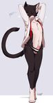  &lt;3 cat clothed clothing dress_shirt erection feline fireflufferz girly looking_at_viewer male mammal necktie nipples one_eye_closed panties shirt smile solo striped_panties text underwear wink 