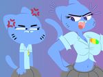  angry big_breasts blue_fur breasts cartoon_network cat cleavage clothed clothing feline female flat_chested flutteringpie fur makeup mammal navel nicole_watterson the_amazing_world_of_gumball thigh_clothing wide_hips 