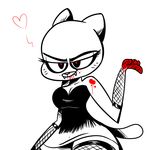  &lt;3 anthro blood blood_on_face blood_on_hands blood_on_mouth blood_on_shoulder breasts cartoon_network cat cleavage clothed clothing dress elbow_gloves fangs feline female fishnet flutteringpie fur gloves legwear mammal mature_female mother nicole_watterson parent solo the_amazing_world_of_gumball thigh_highs vampire whiskers 
