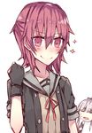  =_= bad_anatomy bad_hands blush clenched_hand commentary kantai_collection kinu_(kantai_collection) kvlen long_hair multiple_girls open_mouth pink_hair ponytail red_eyes red_hair remodel_(kantai_collection) short_hair smile sparkle upper_body yura_(kantai_collection) 