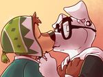  animal_crossing anthro bodi canine dog eclipsewolf eyes_closed eyewear glasses k.k._slider kissing male male/male mammal nintendo rock_dog video_games 