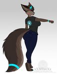  anthro big_butt butt canine clothed clothing female horn mammal simple_background slightly_chubby solo standing xxmteexx 