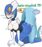  &lt;3 ambiguous_penetration armor blush breasts capcom clothed clothing female globes helmet m0n1e male male/female marine mega_man_(character) mega_man_(series) merfolk panting penetration sex splash_woman tongue tongue_out topless video_games 