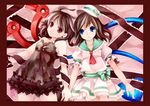  asymmetrical_wings bad_id bad_pixiv_id black_hair blue_eyes brown_hair hat houjuu_nue multiple_girls murasa_minamitsu red_eyes ringpearl sailor sailor_collar sailor_hat short_hair touhou wings 