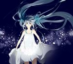  bad_id bad_pixiv_id blue_eyes blue_hair dress en_(enxxx) hatsune_miku long_hair smile solo twintails very_long_hair vocaloid white_dress wind 