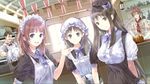  3girls atelier_(series) atelier_totori cecilia_helmold gerhard_konev hat headdress iksel_jahnn kishida_mel long_hair maid multiple_boys multiple_girls official_art rororina_fryxell totooria_helmold 