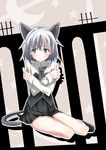  animal_ears aone_(slave-nill0012) bad_id bad_pixiv_id bare_legs cat_ears cat_tail green_eyes highres military military_uniform no_legwear pleated_skirt sanya_v_litvyak short_hair silver_hair skirt solo star strike_witches tail uniform world_witches_series 
