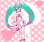  aqua_eyes aqua_hair argyle bad_id bad_pixiv_id bag blush bow hair_bow hatsune_miku long_hair monuko pink_legwear smile solo thighhighs twintails very_long_hair vocaloid 