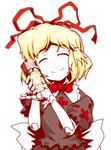  biohazard_symbol blonde_hair boomer_bile canister closed_eyes container doll_joints hetza_(hellshock) jar left_4_dead left_4_dead_2 medicine_melancholy parody ribbon short_hair smile solo touhou 