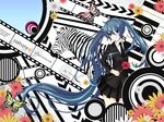  bad_id bad_pixiv_id blue_eyes blue_hair bug butterfly flower formal hatsune_miku insect long_hair merlusa necktie saihate_(vocaloid) skirt solo twintails very_long_hair vocaloid zebra 