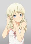  adjusting_hair bad_id blonde_hair braid chemise dress face flat_chest hands long_hair mattaku_mousuke original smile solo 