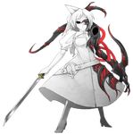  full_body long_hair mazeran persona solo standing sword touhou transparent_background watatsuki_no_yorihime weapon 