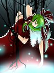  bad_id bad_pixiv_id bdsm bondage bound bow dress front_ponytail green_eyes green_hair hair_bow hair_ribbon kagiyama_hina looking_back mine_yoshikawa ribbon solo touhou 