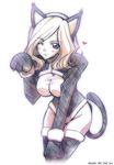  akazaki_yasuma animal_ears black_legwear blonde_hair blue_eyes blush breasts cat_ears cat_tail claws cleavage code_geass fur groin heart impossible_clothes impossible_shirt large_breasts milly_ashford non-web_source one_eye_closed paw_pose paws shirt short_hair smile solo tail thighhighs 
