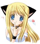  animal_ears bell blonde_hair blue_eyes cat_ears catgirl collar cute long_hair nekomimi nekoneko shirt white_shirt 