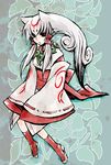  amaterasu ammy animal_ears dog_ears doggirl grey_hair inumimi japanese_clothes kimono long_hair ookami ookami_(game) ookamimimi silver_hair white_hair wolf_ears wolfgirl 