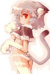  animal_ears breasts cat_ears catgirl female grey_hair hair low-rise_panties nekomimi panties plain_background red_eyes short_hair silver_hair solo tail_button_bottoms tail_clothing under_boob underboob underwear unknown_artist white_background 