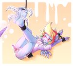  2016 anthro bdsm bondage bound clothed clothing cum cutie_mark equine feathers feet female friendship_is_magic hair hoodie hoodie_(artist) horn magic mammal multicolored_hair my_little_pony pegasus rainbow_dash_(mlp) rainbow_hair sex_toy simple_background straps tickling vibrator wings 