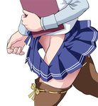 blue_skirt close-up commentary_request hakama_skirt hip_vent kantai_collection long_sleeves lowres no_panties ooyodo_(kantai_collection) pleated_skirt saida_kazuaki school_uniform serafuku skirt solo thighhighs 