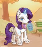  alasou blue_eyes cutie_mark day equine eyelashes female feral fluffy friendship_is_magic fur hair horn looking_at_viewer magic mammal my_little_pony nude outside purple_hair rarity_(mlp) solo standing unicorn white_fur 