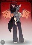  anthro bat breasts clothed clothing female hair lipstick long_hair mammal smile solo standing teeth wings xxmteexx 