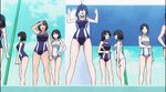  2girls animated animated_gif ass ass_grab black_hair huge_ass kaminashi_nozomi keijo!!!!!!!! miyata_sayaka subtitled swimsuit white_hair 