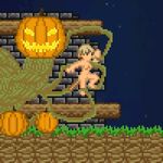  blonde_hair breasts digital_media_(artwork) female fire food forced fruit hair halloween holidays night_time outside pixel_(artwork) pumpkin rape starbound tentacles travelling_merchant video_games 