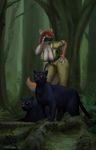  2016 ambiguous_gender anthro bent_over binoculars black_panther breasts canine cleavage clothed clothing feline female feral fox furstang group hand_on_hip hanging_breasts jungle mammal open_shirt outside panther standing tree 