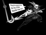  animated armor english_text female monochrome solo text undertale undyne video_games 