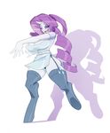  anthro big_breasts bigdad blue_eyes breasts cleavage clothed clothing dancing dress equine eyeshadow female friendship_is_magic garter_straps hair hooves horn horse legwear long_hair makeup mammal my_little_pony rarity_(mlp) ridged_horn shadow simple_background solo stockings unicorn upskirt 
