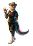  alpha_channel anthro blue_eyes brown_fur chibity clothed clothing female fur hi_res looking_at_viewer mammal mustelid otter simple_background smile solo transparent_background webbed_hands youtube 