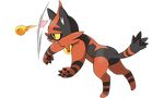  claws full_body no_humans official_art pokemon pokemon_sm solo tagme tail tooth torracat yellow_eyes 