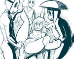  70_seas akunim anal anthro breasts butt cum feet female grin_of_eto male mask monochrome pussy selfcest simple_background square_crossover yuman 
