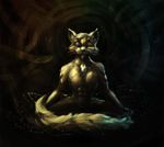  anthro barbed_wire black_background calm cat digital_drawing_(artwork) digital_media_(artwork) feline fur hair male mammal press simple_background solo yoga 