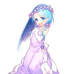  artist_request blue_eyes blue_hair character_request dress elbow_gloves flower gloves hair_flower hair_ornament hair_over_shoulder long_hair official_art open_mouth oversized_clothes sleeveless solo strapless strapless_dress tears transparent_background uchi_no_hime-sama_ga_ichiban_kawaii wavy_mouth white_gloves wreath 