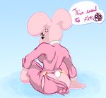  anais_watterson breasts butt camel_toe cartoon_network clothing english_text from_the_back fur kaboozey lagomorph looking_back looking_down mammal pajamas pink_fur rabbit rabbit_tail sitting text the_amazing_world_of_gumball 